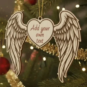 Personalised Angel Wing Heart Ornament – Laser Cut & Engraved MDF