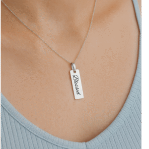 Custom Engraved Stainless Steel Bar Pendant – 40mm x 9mm Personalised Necklace